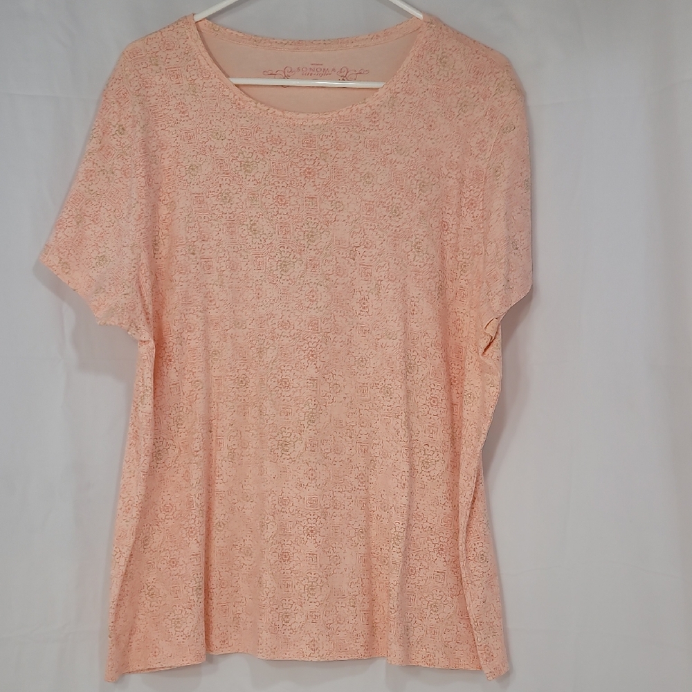 Williams Sonoma Boxy Orange Pink Short Sleeve Tee